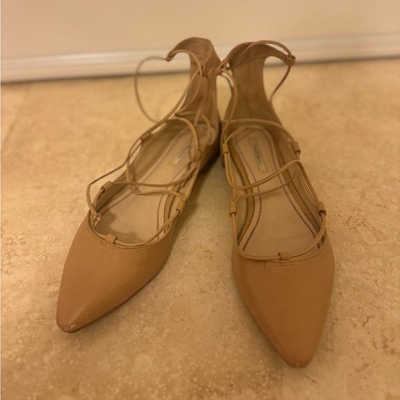 Zara Lace-Up Ballet Flats | Chic Tan Nude | Worn Once EU 37 - Picture 3 of 7